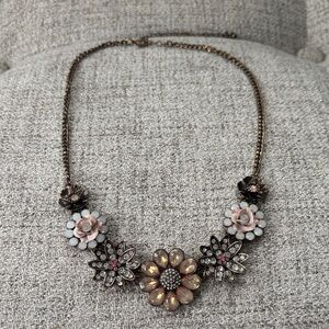 Floral Statement Necklace in Pink and Gold